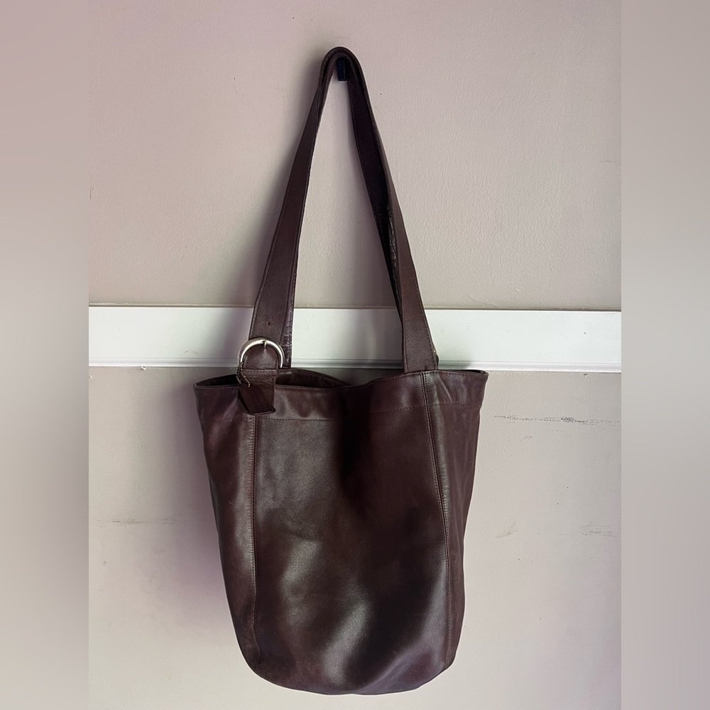 Coach Dark Brown Leather Shoulder Tote - Picture 2 of 5